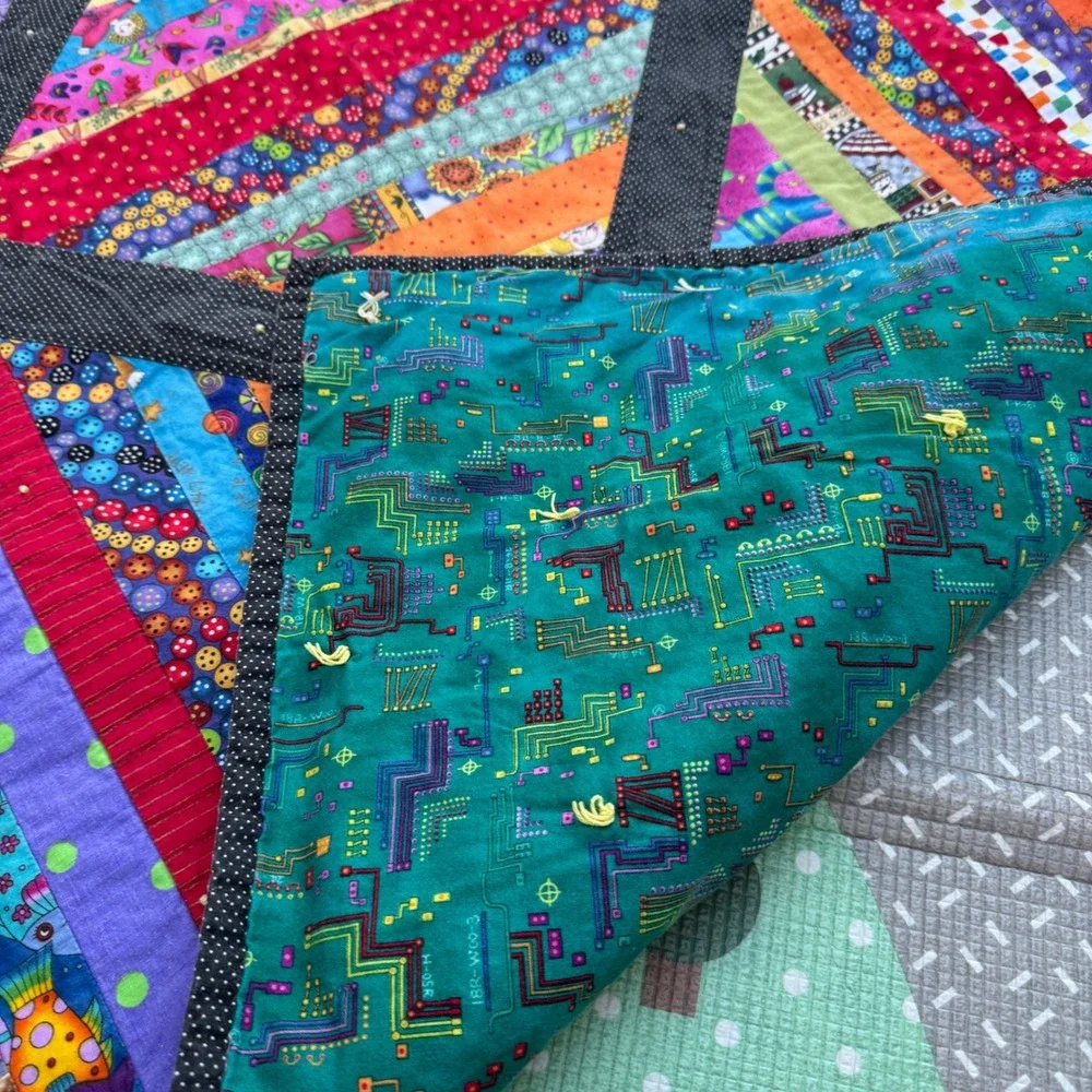 Vintage Scrappy Quilt Handmade Piecemakers Guild String Multicolor 54